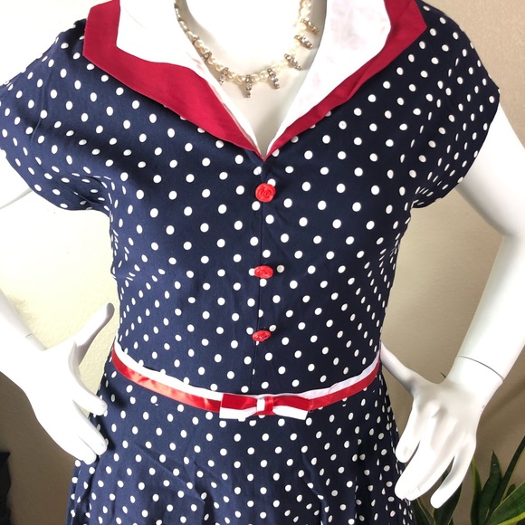 Stop Staring || Vintage Polka dot Swing Dress - Picture 9 of 12